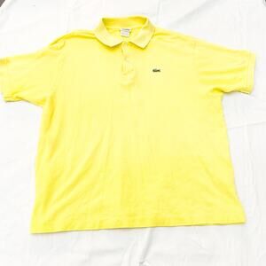 Lacoste Men's Short Sleeve Polo Neon Yellow Button Down Size 7 (Large)